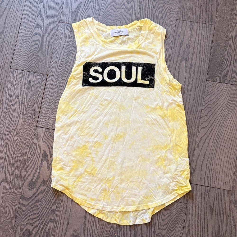 SoulCycle Yellow Tie-Dye Tank Top